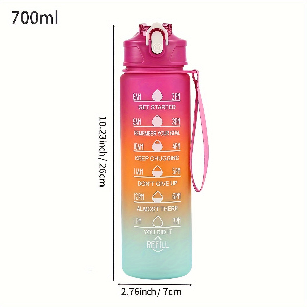 1pc/3pcs 300ml/750ml/2L Gradient Color Frosted Water Bottle.