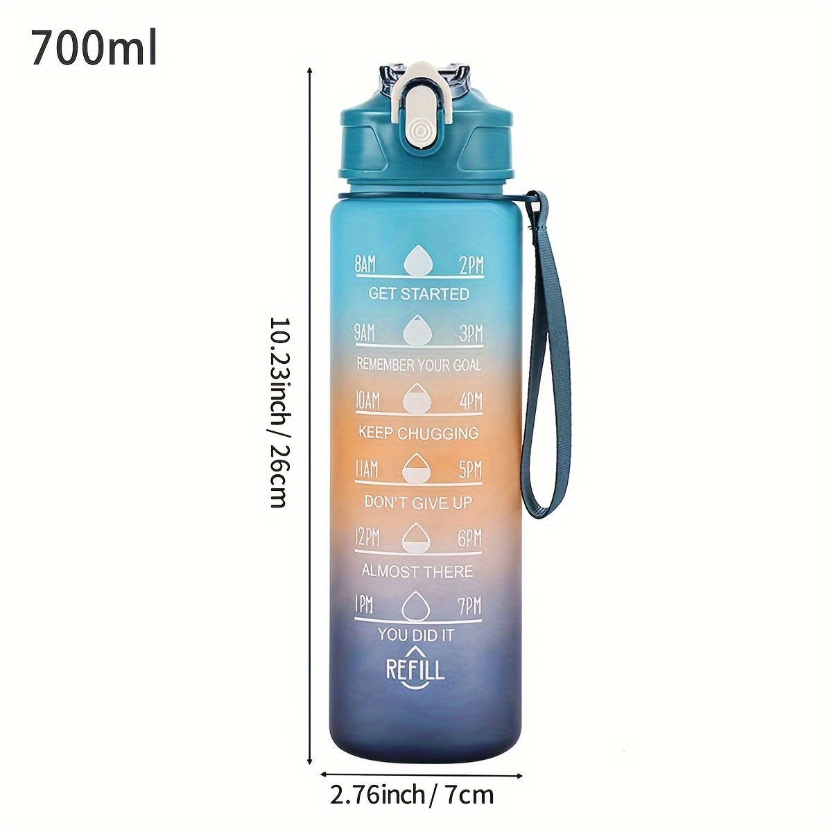 1pc/3pcs 300ml/750ml/2L Gradient Color Frosted Water Bottle.