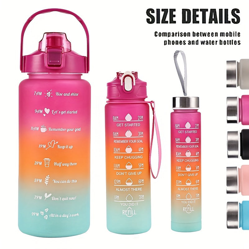 1pc/3pcs 300ml/750ml/2L Gradient Color Frosted Water Bottle.