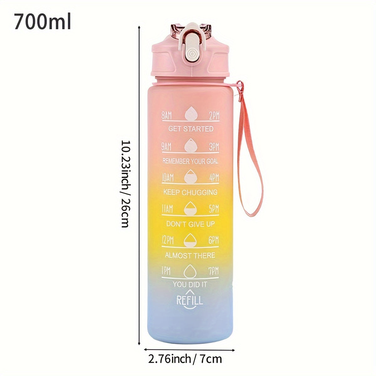 1pc/3pcs 300ml/750ml/2L Gradient Color Frosted Water Bottle.