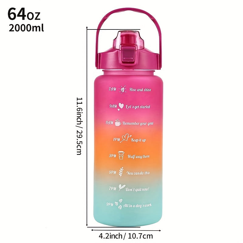 1pc/3pcs 300ml/750ml/2L Gradient Color Frosted Water Bottle.