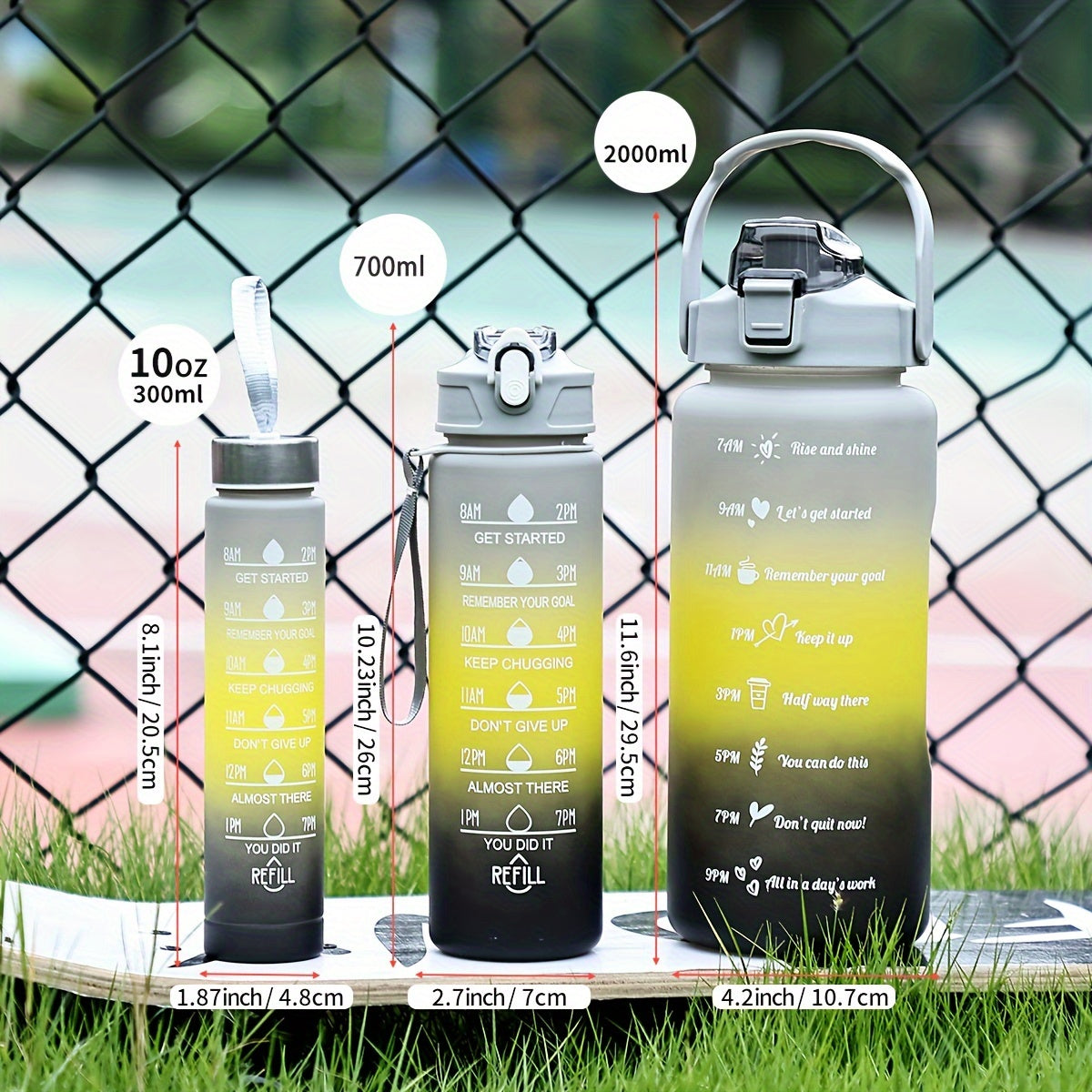 1pc/3pcs 300ml/750ml/2L Gradient Color Frosted Water Bottle.